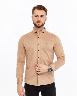 Likralı Scuba Süet Esnek Yapılı Casual Erkek Gömlek